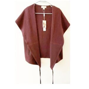 NWT Charlie Paige Plum Hooded Vest Jacket S/M